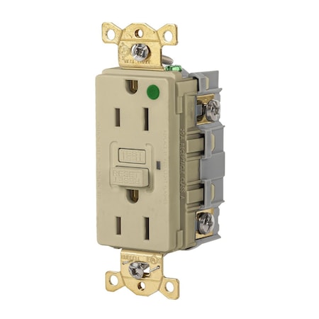 Bryant GFCI Receptacle 15A 125VAC COMM HG GFR IVORY GFR82I